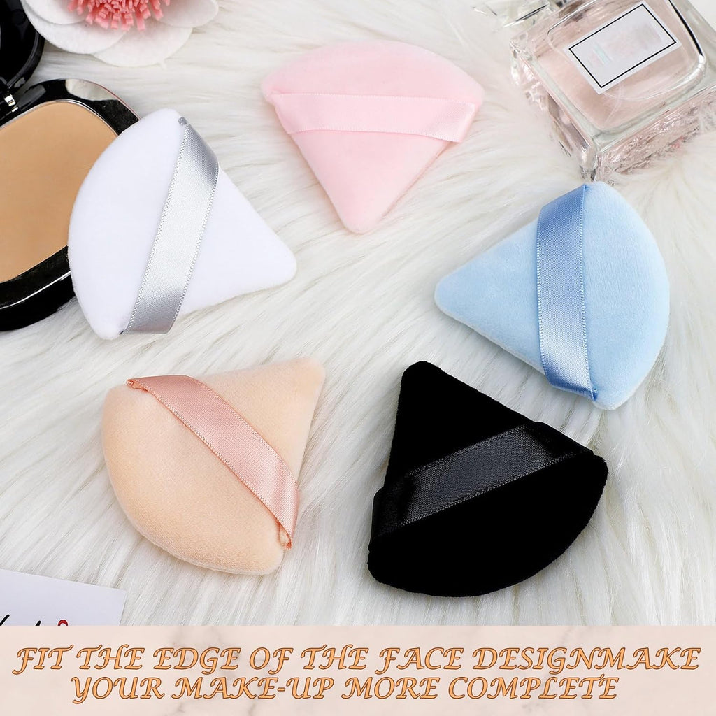 Suclain 48 Pcs Velour Triangle Powder Puff Soft Velour Makeup Puff for Face Powder Makeup Triangle Sponges for Wet and Dry Cosmetic Foundation Loose Mineral Body Tool(Bright Color)