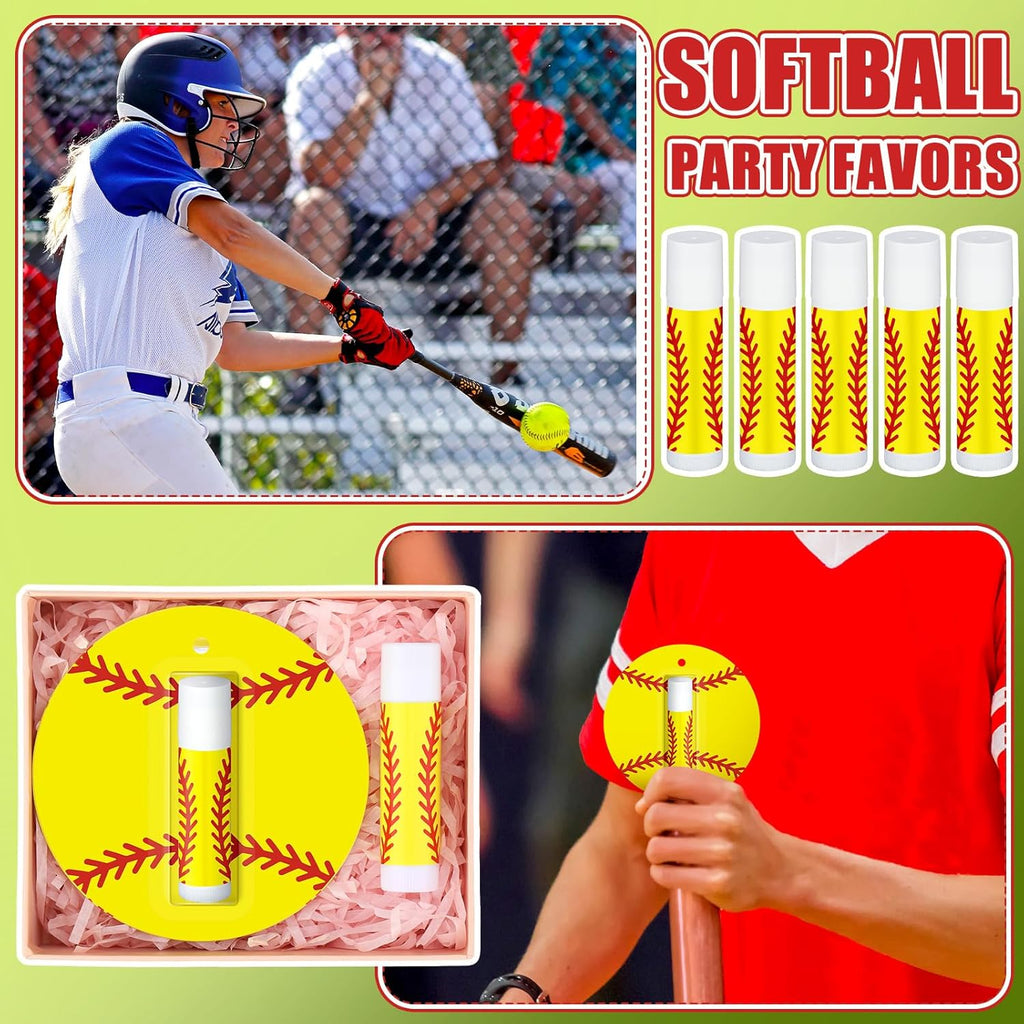 35 Pack Christmas Lip Balm Gifts Bulk Softball Natural Moisturizing Lipstick Set Christmas Gifts Softball Party Favors Sports Gift for Team Teen Adults Birthday Party Game Supplies Decorations