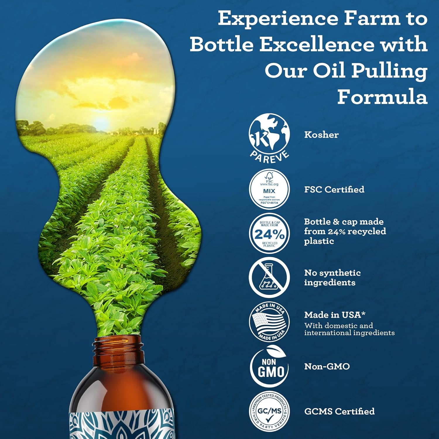 GuruNanda Advanced Oil Pulling Mouthwash for Enhanced Oral Care with Sesame & Oregano Oil, Promotes Deep Cleaning for Healthy Teeth & Gums, with Toothbrush and Tongue Scraper, Alcohol-Free, 8 Oz