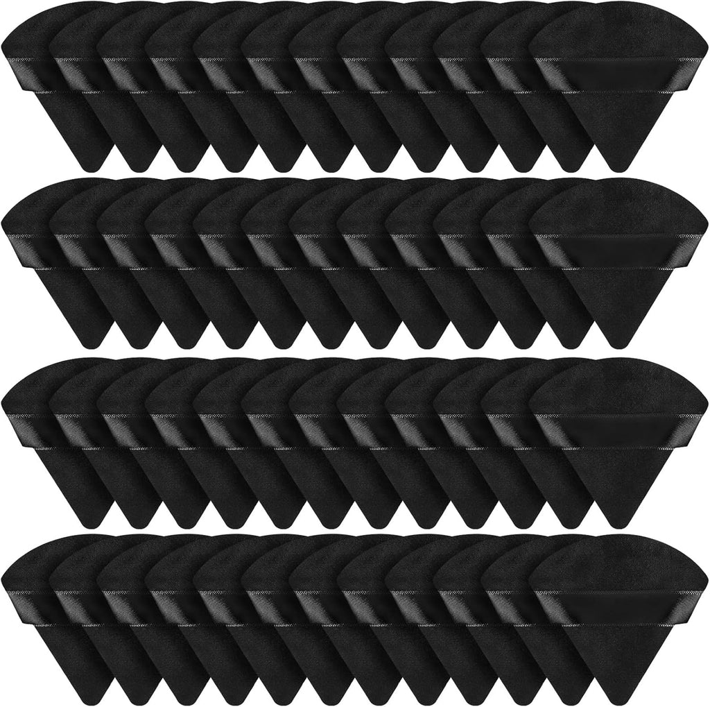 Suclain 48 Pcs Velour Triangle Powder Puff Soft Velour Makeup Puff for Face Powder Makeup Triangle Sponges for Wet and Dry Cosmetic Foundation Loose Mineral Body Tool(Black)