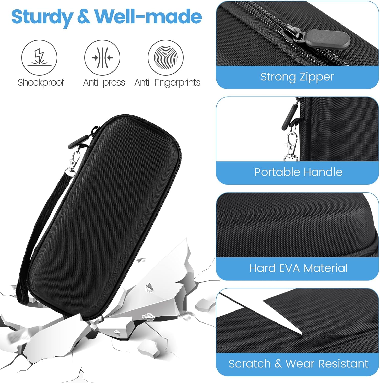 Toothbrush Travel Case Compatible with Oral-B/Oral-B Pro 1000/Philips Sonicare 4100 Electric Toothbrush, with Mesh Pocket for Accessories & 2pcs Toothbrush Head Covers for Protection