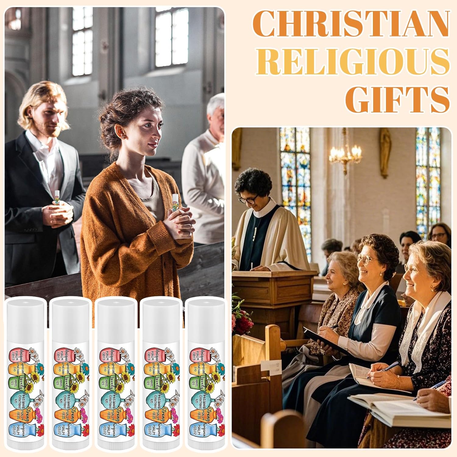 25 Pack Christmas Sunflower Gifts Religious Bible Verse Lip Balms Bulk 5 Flavor for Women Men Christian Religious Church Party Favors with Scripture Inspirational Gifts for Coworkers Staff