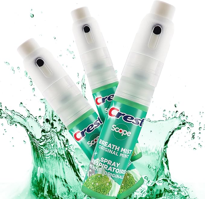 Crest Scope | One 3-Pack of Mint Breath Mist Sprays (3 Total Sprays) - 0.24 Ounce (7mL) Each – 0.72 Ounces Total