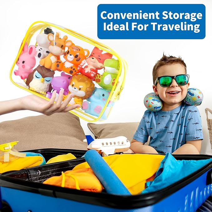 Oriate Zoo Animals Finger Puppets, 10PCS Infant Jungle Animals Finger Bath Pool Toys, Puppet Theater Storage Bags incl, 12m+ Toddler Travel Toys