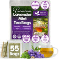 FreshDrinkUS, Premium 55 Tea Bags Lavender Mint Tea, 100% Natural, Blend of Lavender, Peppermint, Sage and Licorice. Made with Natural Material Tea Bags. No Sugar, No Caffeine, Vegan.