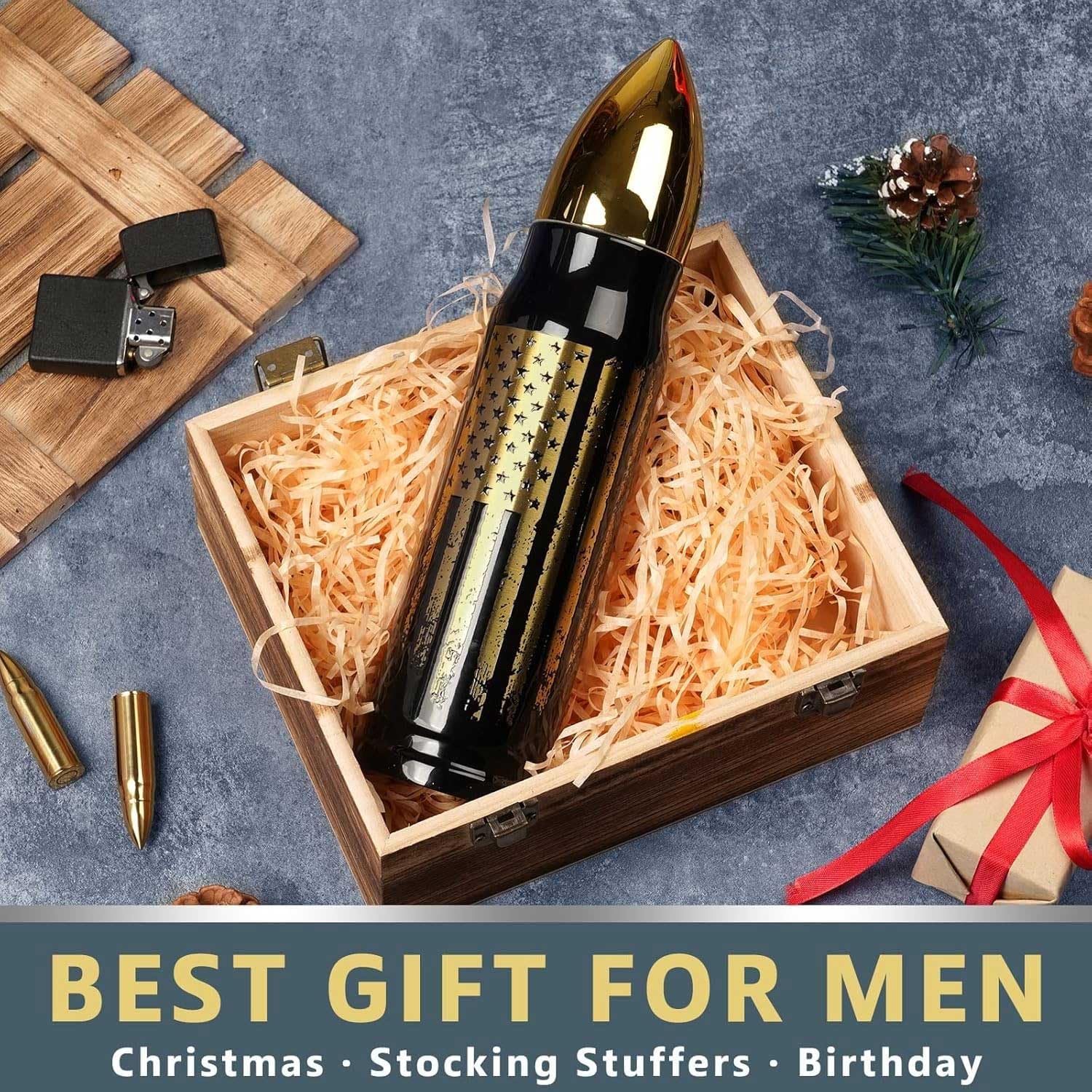 17oz Cool Tumbler Stainless Steel Gifts for Men Him Husband Dad - Unique Shaped Man Coffee Mug - Fishing Hunting Camping Christmas Birthday Gifts for Men - Stocking Stuffers White Elephant Gifts 2025