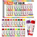 AZEN 24 Pack Lip Balm, Natural Lip Balm Bulk, Lip Care Product, Moisturizing Lip Balms for dry cracked lips - 12 Flavors