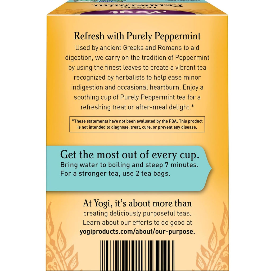 Yogi Tea - Purely Peppermint Tea (6 Pack) - Supports Healthy Digestion - Caffeine Free - 96 Organic Herbal Tea Bags