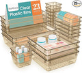 23 PCS Drawer Organizer Set, 5 Varied Size Bathroom and kitchen Drawer cabinet organizer Trays, Clear Storage Bins for Makeup, Jewelry, Utensils and Gadgets, Champagne
