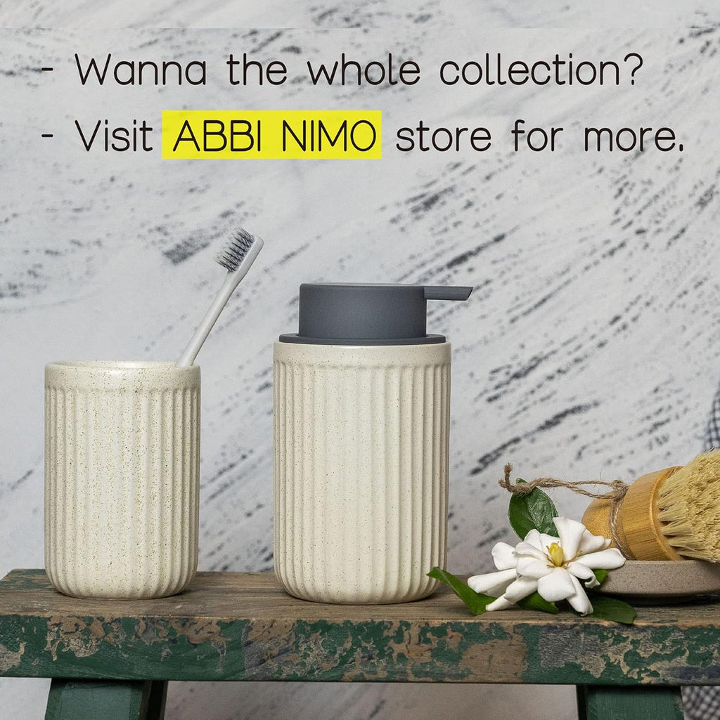 2 Pack Beige Speckled Ceramic Toothbrush Holder, Rippled Cylinder Tumbler for Bathroom Countertop, Makeup Brush Holder, Pen Organizer, Multipurpose Bathroom Accessory