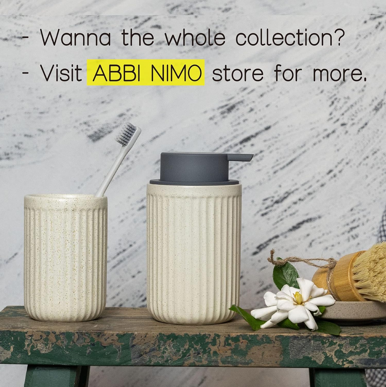 2 Pack Beige Speckled Ceramic Toothbrush Holder, Rippled Cylinder Tumbler for Bathroom Countertop, Makeup Brush Holder, Pen Organizer, Multipurpose Bathroom Accessory