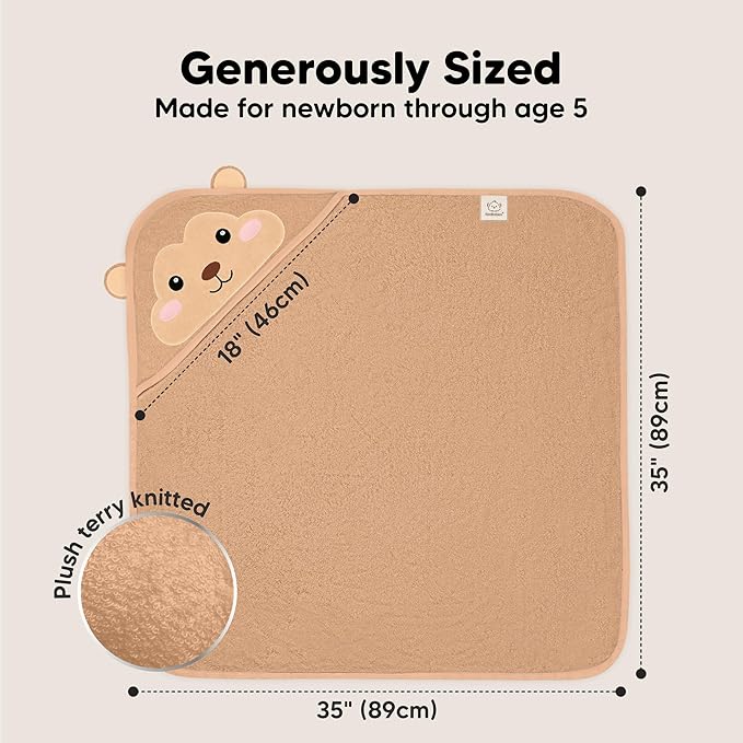 KeaBabies Hooded Baby Towel for Newborn - Viscose Derived from Bamboo Large Baby Bath Towels with Hood for Boys, Girls, Toddler, Extra Absorbent & Soft Newborn Bath Essentials (Monkey, Regular)