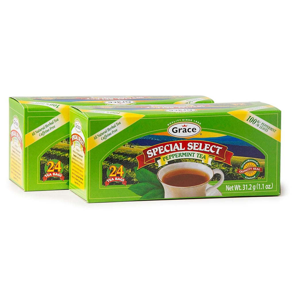 Grace Special Select Peppermint Tea Bags 1.09 oz - 2 Pack - All Natural Peppermint Herbal Tea & Caffeine Free - 48 Count