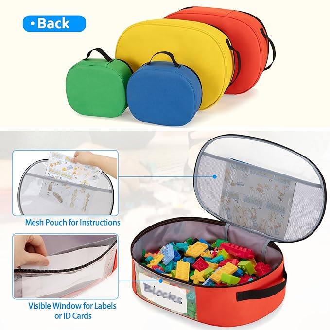 4pcs Toy Storage Organizer Container Bag for Building Bricks, Travel Bag for Building Blocks, Puzzle, Car Toy, Magnetic Toys, Dolls, Board Game Storage Organizer Case