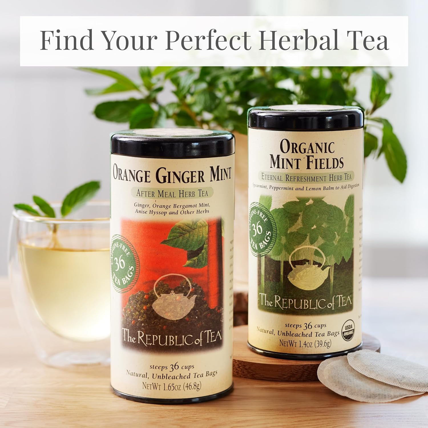 The Republic of Tea – Organic Mint Fields Herbal Tea Bags, Caffeine Free, 250 Servings