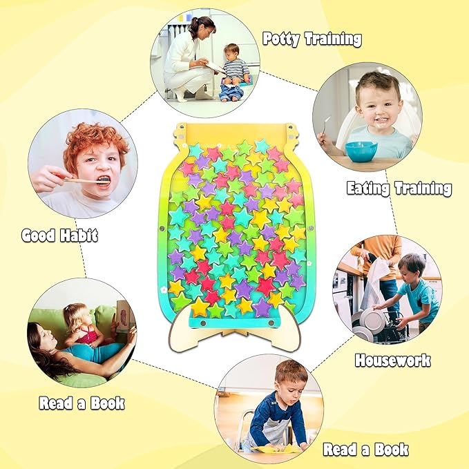 100pcs Reward Jar Classroom, Reward Jar for Kids, Star Jar Behavior Management Classroom Tools, Reward Jar for Good Behavior Home Classroom School Motivate(13 x 9.84") (Colorful)