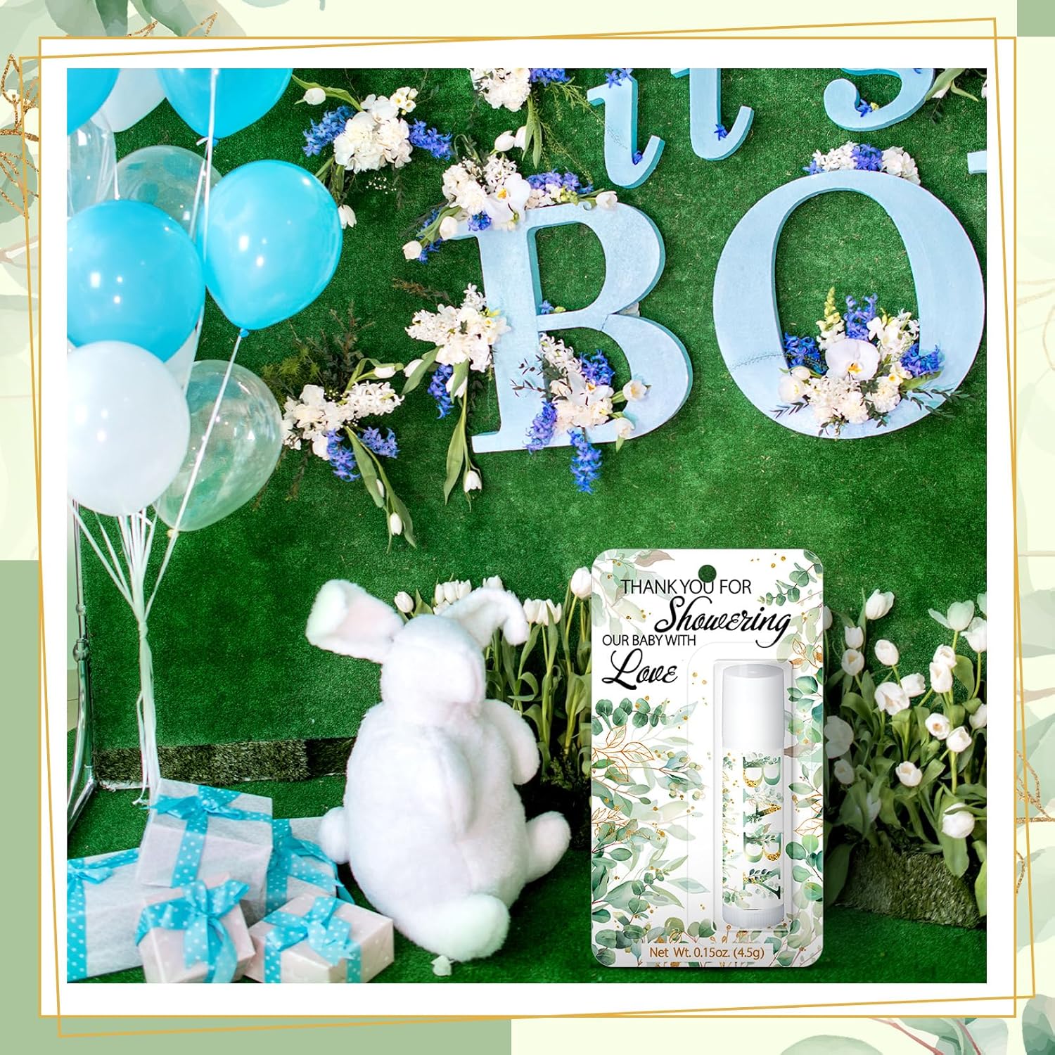 30 Pack Sage Green Baby Shower Games Prizes Party Gifts Bulk Lip Balms Favors for Winners Adults Guests Gender Reveal Favors Decorations Baby Shower Souvenirs Gift Bags Stuffers