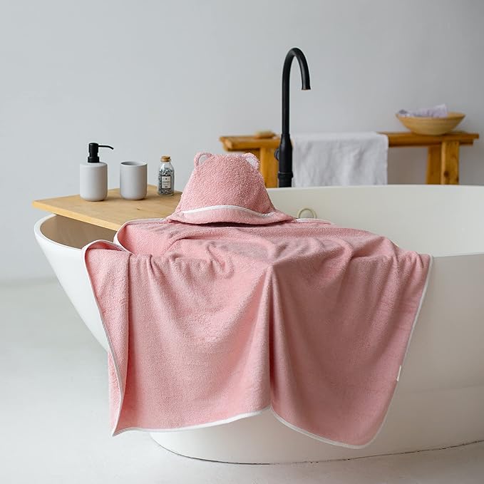 Premium Toddler Towels with Hood - Extra Soft Rayon from Bamboo Toddler Bath Towel (Pink)