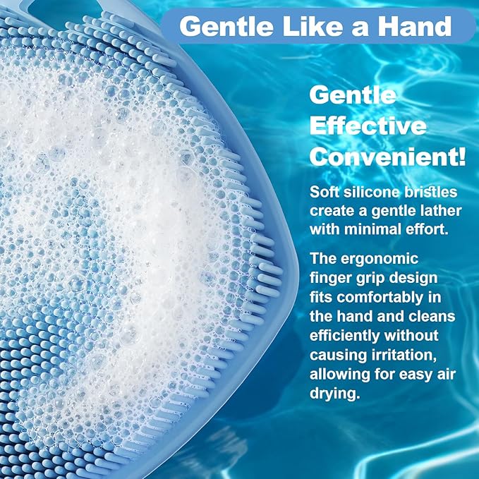 2 Pack Face Scrubbers, Silicone Face Scrubber Soft Bristles, Gentle Lather, Exfoliating & Deep Cleaning for Sensitive Skin, Giant Suction Cup Stick Securely, Easy to Store (Blue)