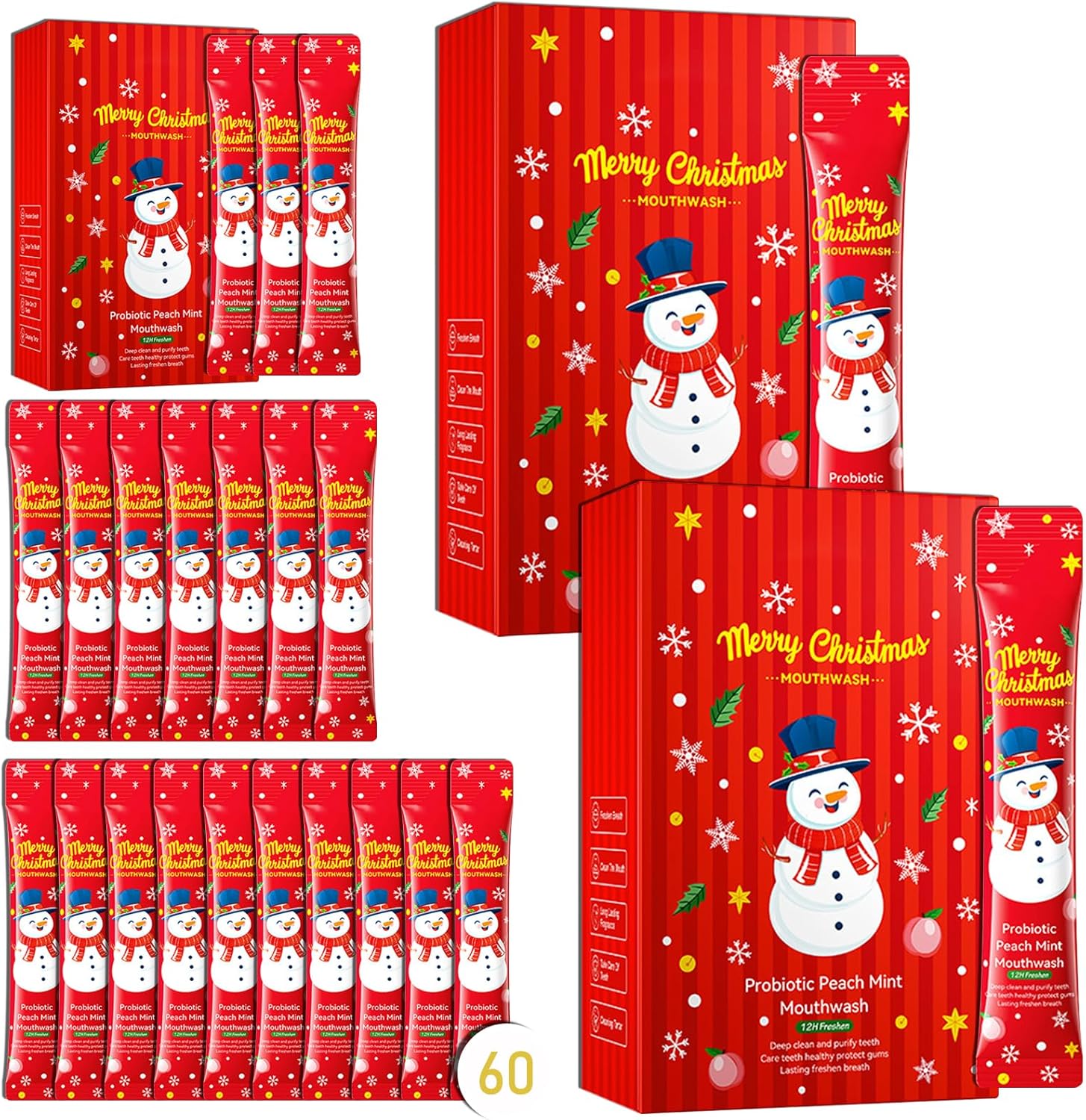 Travel Size Mouthwash,Mini Mouthwash Travel Size Bulk Portable Mouth Wash Set,Individual Small Travel Mouth Wash Packets for Fresh Breath(Pack of 60) A44