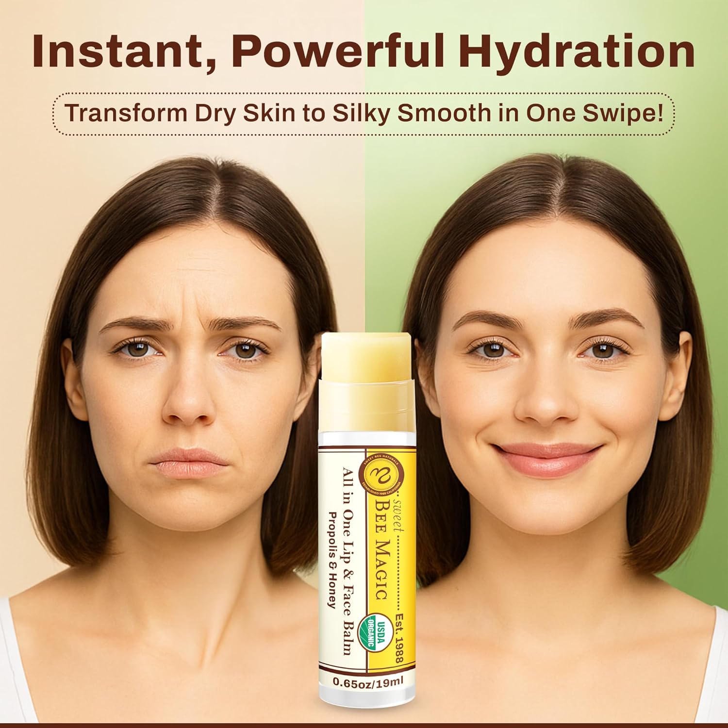 Organic Beeswax Lip Balm - Natural Chapstick for Dry Lips - Honey & Propolis Moisturizing Wand - Non Petroleum Lip Balm for Men & Women - Clean Lip Care for All Skin Types, Pack of 3