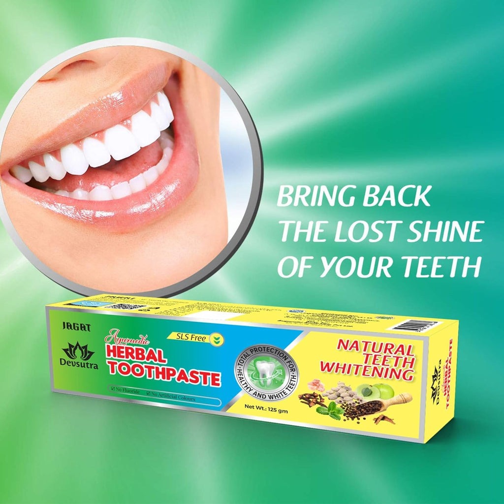 Jagat Devsutra Dr. Recommended Ayurvedic Herbal Fresh Mint Flavour Toothpaste Combo Pack Offer - 100% Natural Teeth Whitening Formula, No Fluoride & No Artificial Colours - Pack of 2 (4.4 OZ Each)