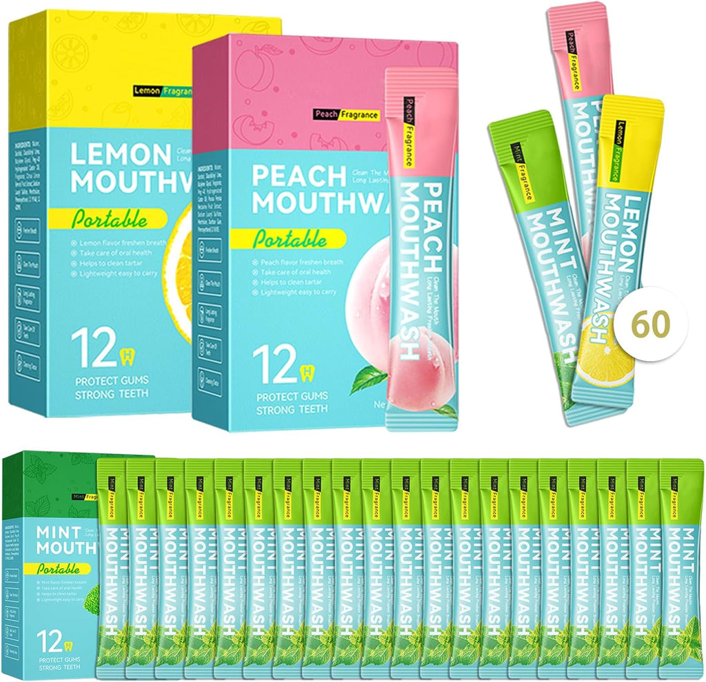 60PCS Travel Size Mouthwash,Portable Mini Mouthwash,Long-Lasting Freshness Travel Mouth Wash for Oral Care A1