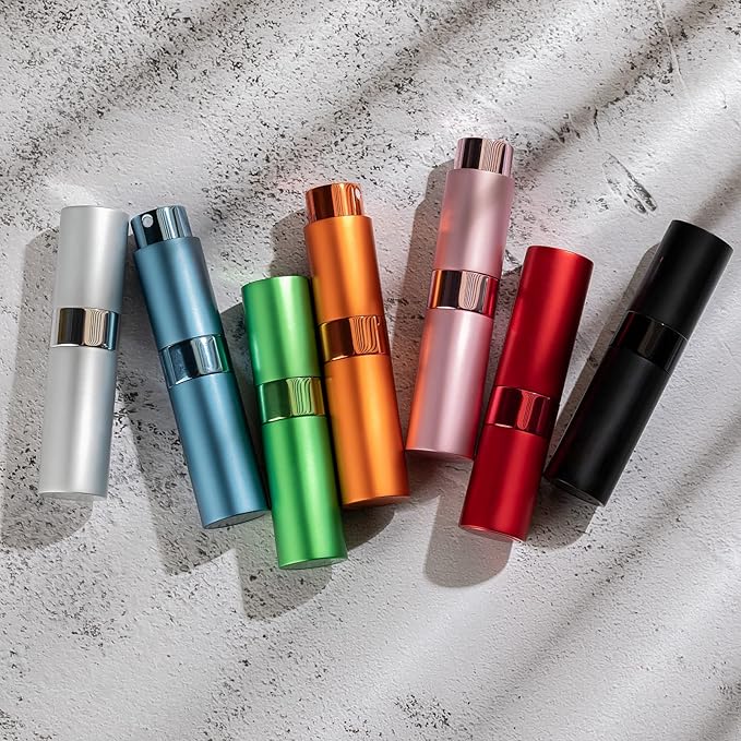 Lisapack Atomizer Perfume 8ML Spray Bottle for Travel (7PCS), Empty Refillable Cologne Dispenser, Portable Sprayer for Men and Women (Multi-colored)