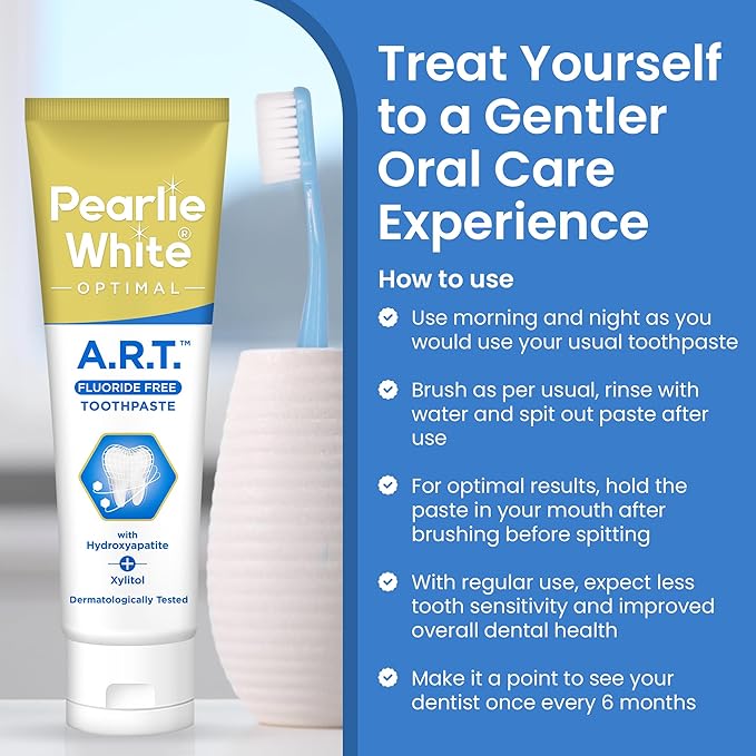Pearlie White Active Remineralization Fluoride Free Toothpaste - 3.8oz/110gm - Remineralizing Toothpaste for Tooth Enamel Repair - Helps Remove Stains - Contains Hydroxyapatite and Xylitol - Pack of 4