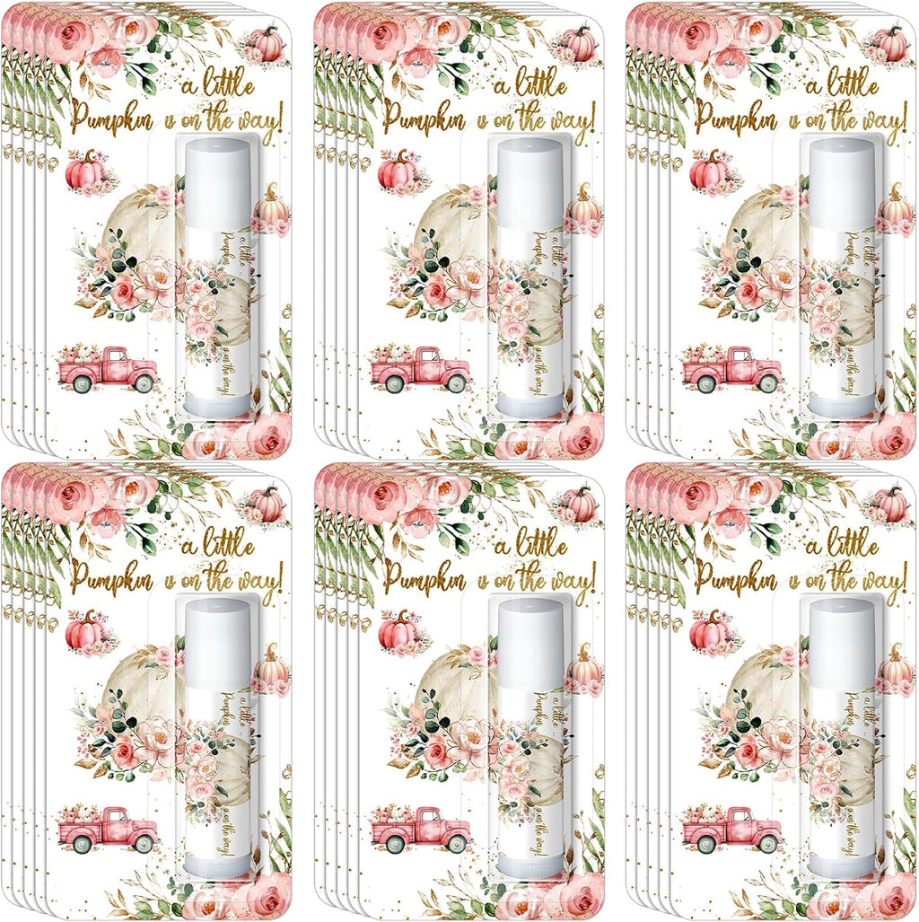 30 Pack Fall Little Pumpkin Baby Shower Games Prizes Gifts Bulk Pumpkin Pie Scented Lip Balms Favors for Boys Girls Pink Gender Reveal Decoration Halloween Autumn Thanksgiving Baby Shower Bags Stuffer