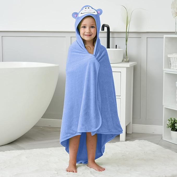 HIPHOP PANDA Hooded Towel - Rayon Made from Bamboo, Bath Towel with Bear Ears for Newborn, Babie, Toddler, Infant - Absorbent Large Baby Towel - Gorilla, 30 x 30 Inch