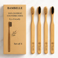 Bamboo Toothbrushes, 4-Pack Soft Bristle, Eco-Friendly, Biodegradable, Natural Wooden, Plastic-Free