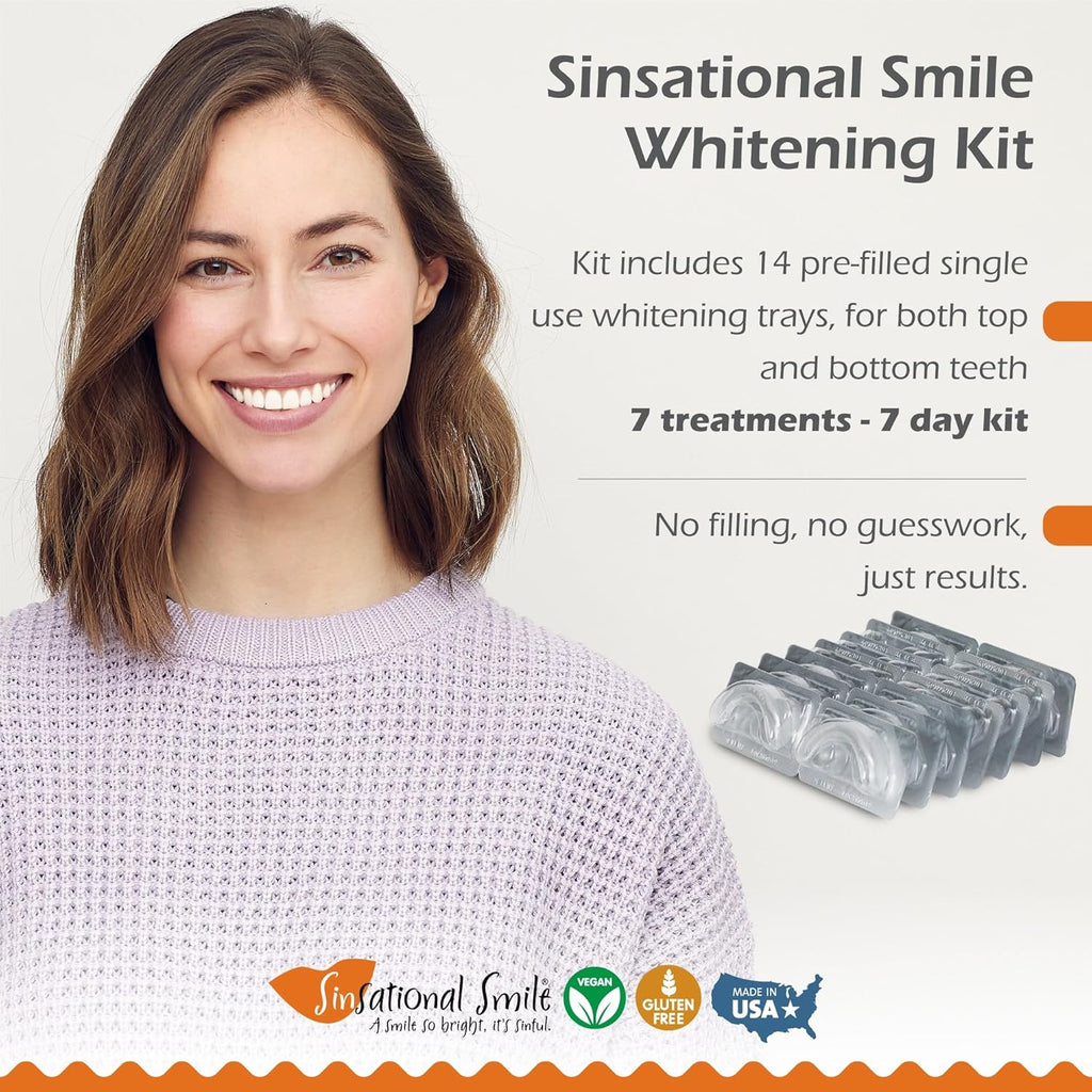 Pre-Filled Teeth Whitening Trays, 14 Trays (7 Treatments) - Safe, Fast, Simple, Effective, Removes Stains, No Sensitivity, Enamel Safe, for Sensitive Teeth & Gums