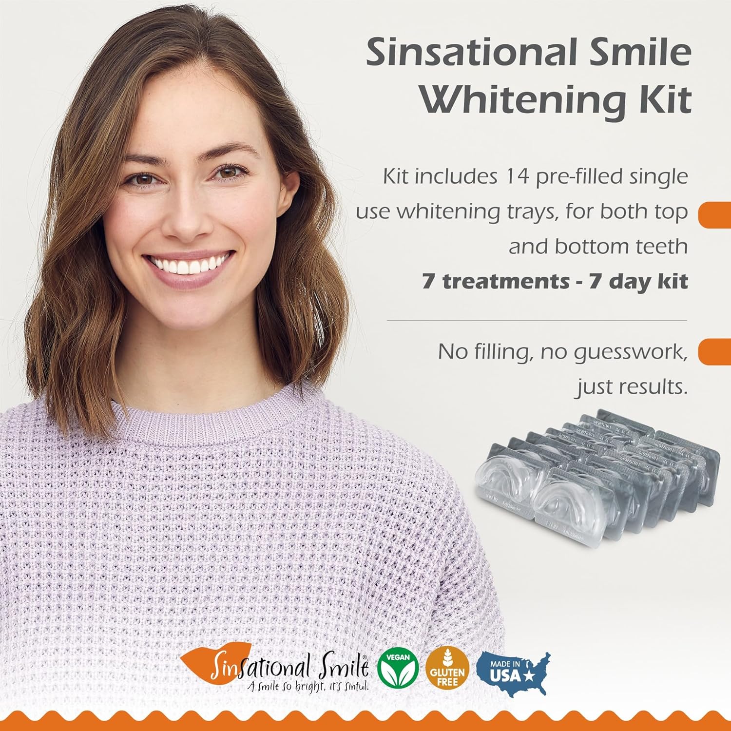 Pre-Filled Teeth Whitening Trays, 14 Trays (7 Treatments) - Safe, Fast, Simple, Effective, Removes Stains, No Sensitivity, Enamel Safe, for Sensitive Teeth & Gums