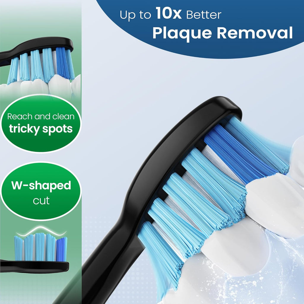 Replacement Toothbrush Heads Compatible with Philips Sonicare and More Click-on Handles 8 Pack Black