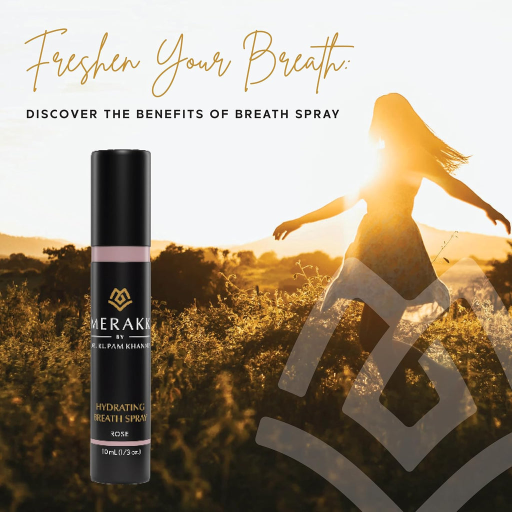 Merakk Limited Edition Fresh Breath Spray in Rose - Sugar-Free Breath Freshener Spray & Dry Mouth Spray - Bad Breath Spray with Stevioside, Menthol & Glycerin - Dentist-Designed Oral Spray - 0.3 fl oz