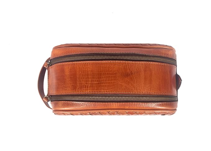 10" Premium Leather Toiletry Travel Pouch With Waterproof Lining | King-Size Handcrafted Vintage Dopp - Kit Gift for Father's Day By Aaron Leather Goods