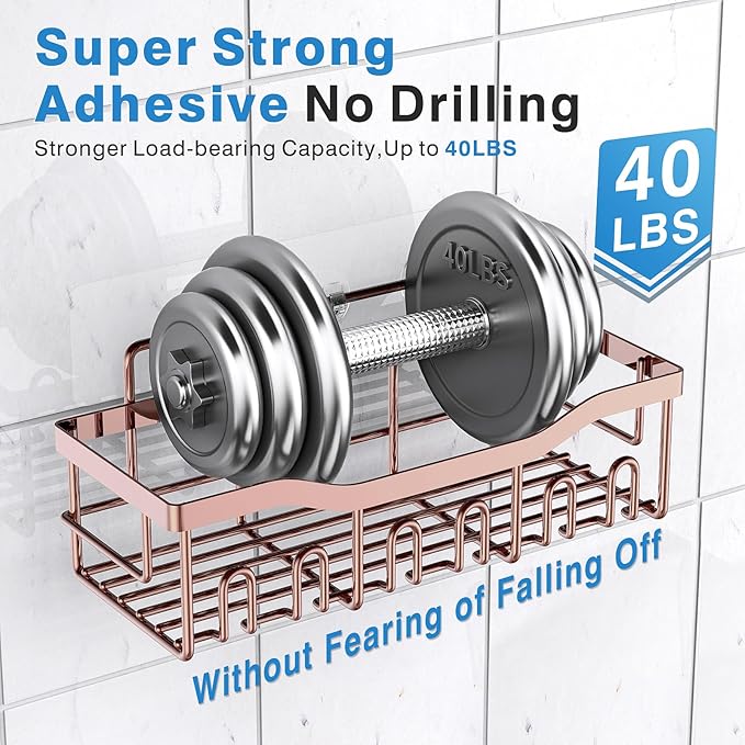 EUDELE Shower Caddy 2 Pack,Adhesive Shower Organizer for Home Decor&Kitchen Organizers,No Drilling,Rustproof Stainless Steel Bathroom Shelf Organizer