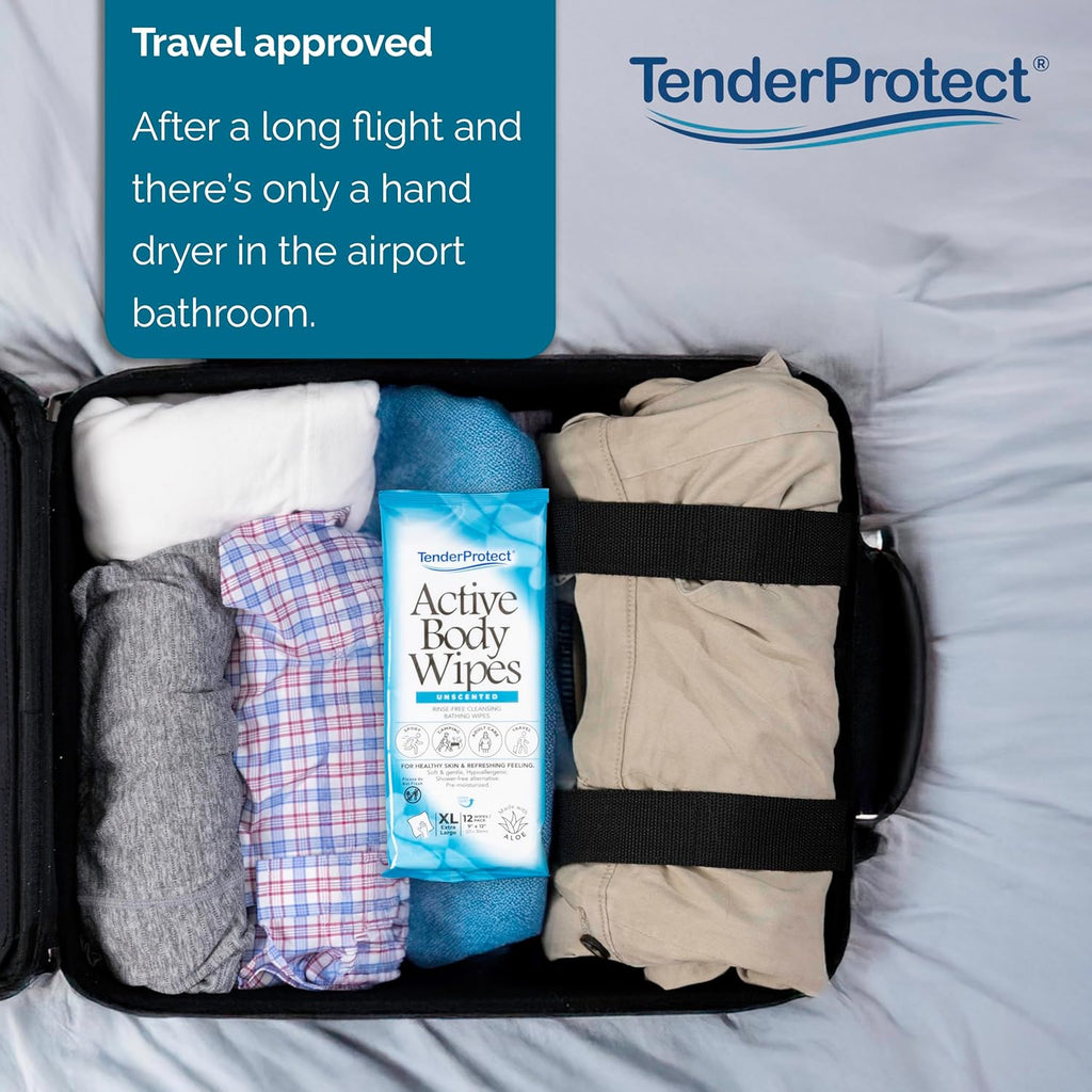 Active Body Wipes, XL Rinse-Free Shower Wipe for Adults, 9" x 12" Extra Large, Aloe, No Rinse Bath Wash Cloth - Gym, Sports, Travel, Camping, Elderly Care, Portable (Case of 576)