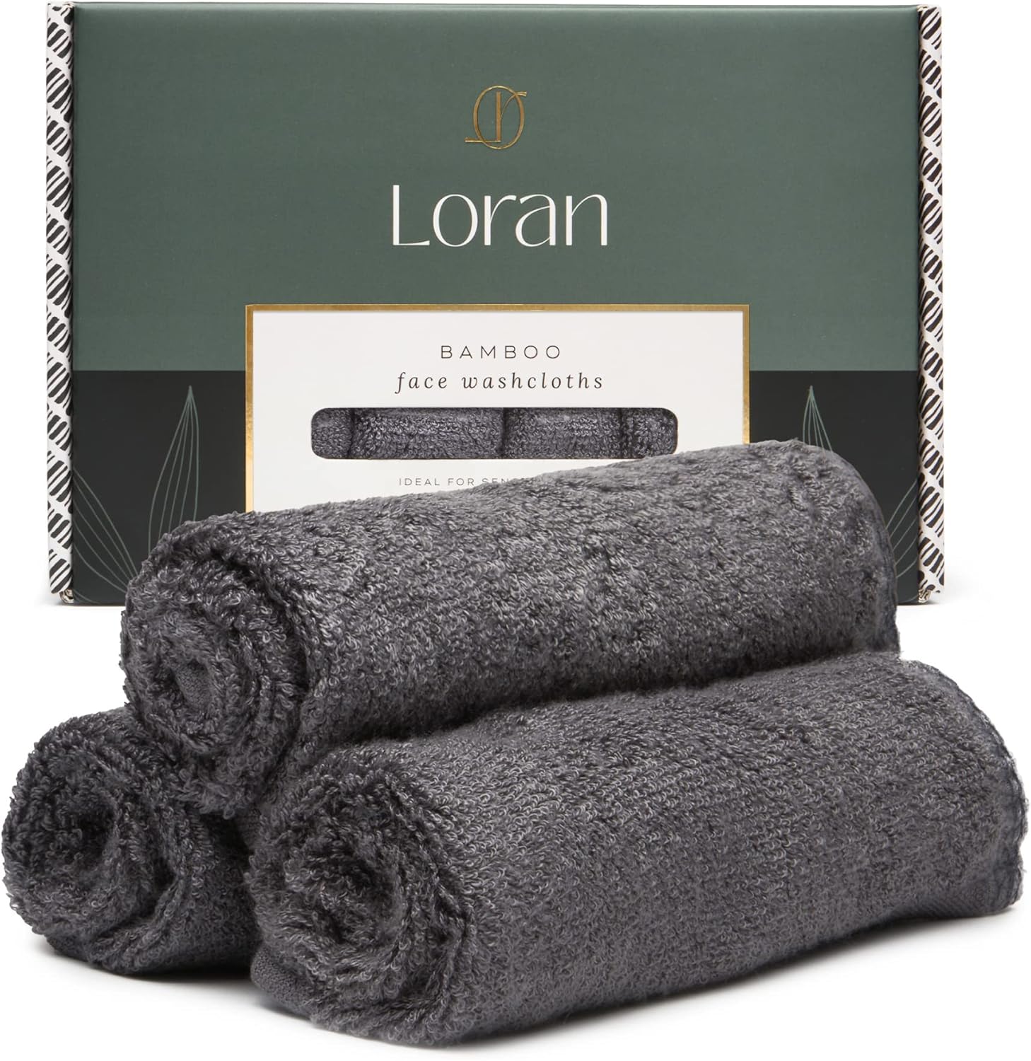 Charcoal Grey Washcloths Set of 6 Soft Facial Cloths 10” x 10” 100% Viscose Derived from Bamboo Spa-Like Feel Silky Face Cloth for Skin Cleansing