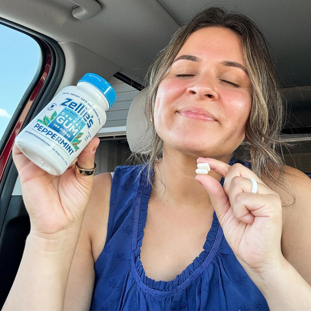 Zellie’s | 100% Xylitol | Gum Gift Set | Peppermint, Spearmint, Fresh Fruit, & Cinnamon | No Aspartame, Gluten Free, Vegan & Kosher Gum (100 Count – Pack of 4)