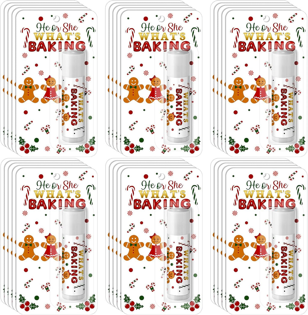 30 Pack Christmas Gingerbread Baking Baby Shower Games Prizes Gifts Bulk Lip Balms Favors for Winners Adults Guests Gender Reveal Favors Decorations Baby Shower Souvenirs Gift Bags Stuffers