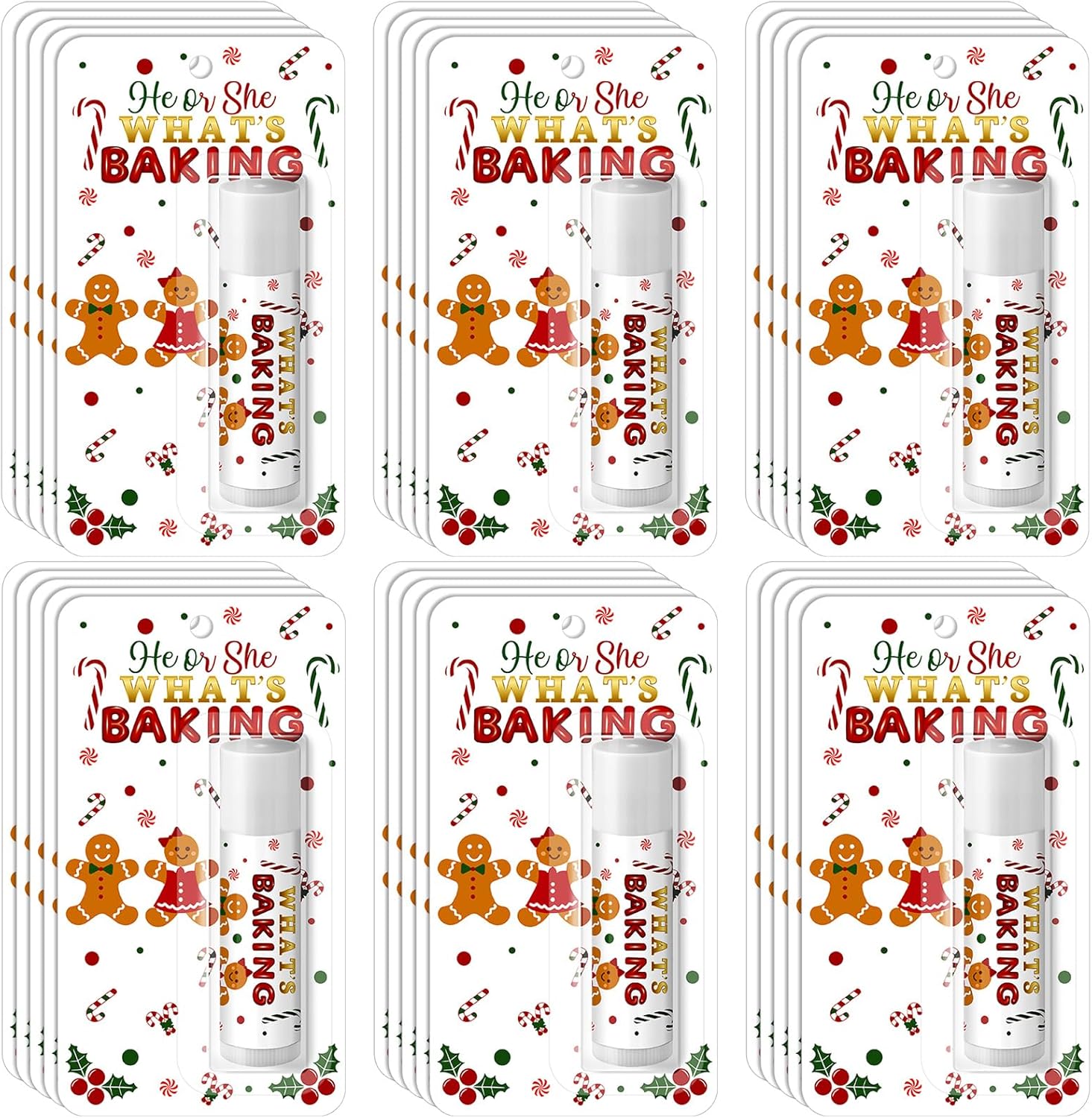 30 Pack Christmas Gingerbread Baking Baby Shower Games Prizes Gifts Bulk Lip Balms Favors for Winners Adults Guests Gender Reveal Favors Decorations Baby Shower Souvenirs Gift Bags Stuffers
