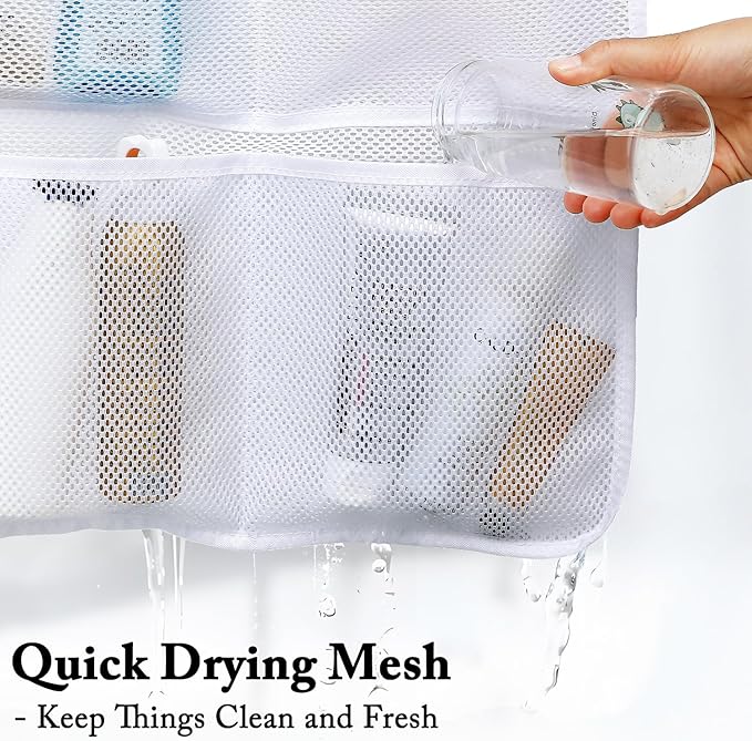 Mesh Shower Caddy Hanging, Quick-Drying Shower Organizer with 7 Pockets, Portable Bathroom Organizers and Storage for Shampoo, Soap, Loofah, Travel, and Cruise Essentials