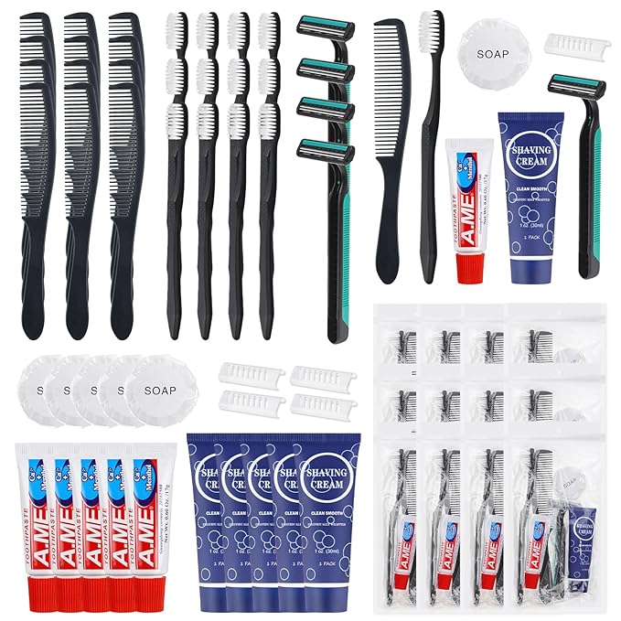 Disposable Toiletry Kits, 6 In 1 Bulk Travel Size Hygiene Care Packages,Essential Men Women Individually Wrapped Personal Toiletries Set for Hotel, Charity/Guests/Shelter/Homeless (20 Pack)