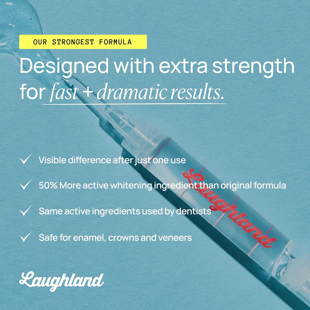 Laughland Super Strength Teeth Whitening Gel 3 Pack, Tooth Whitener, 11% Hydrogen Peroxide, Glycerin, Aloe Vera & Mint, at Home Dental Care, Travel Friendly, 6 Treatments