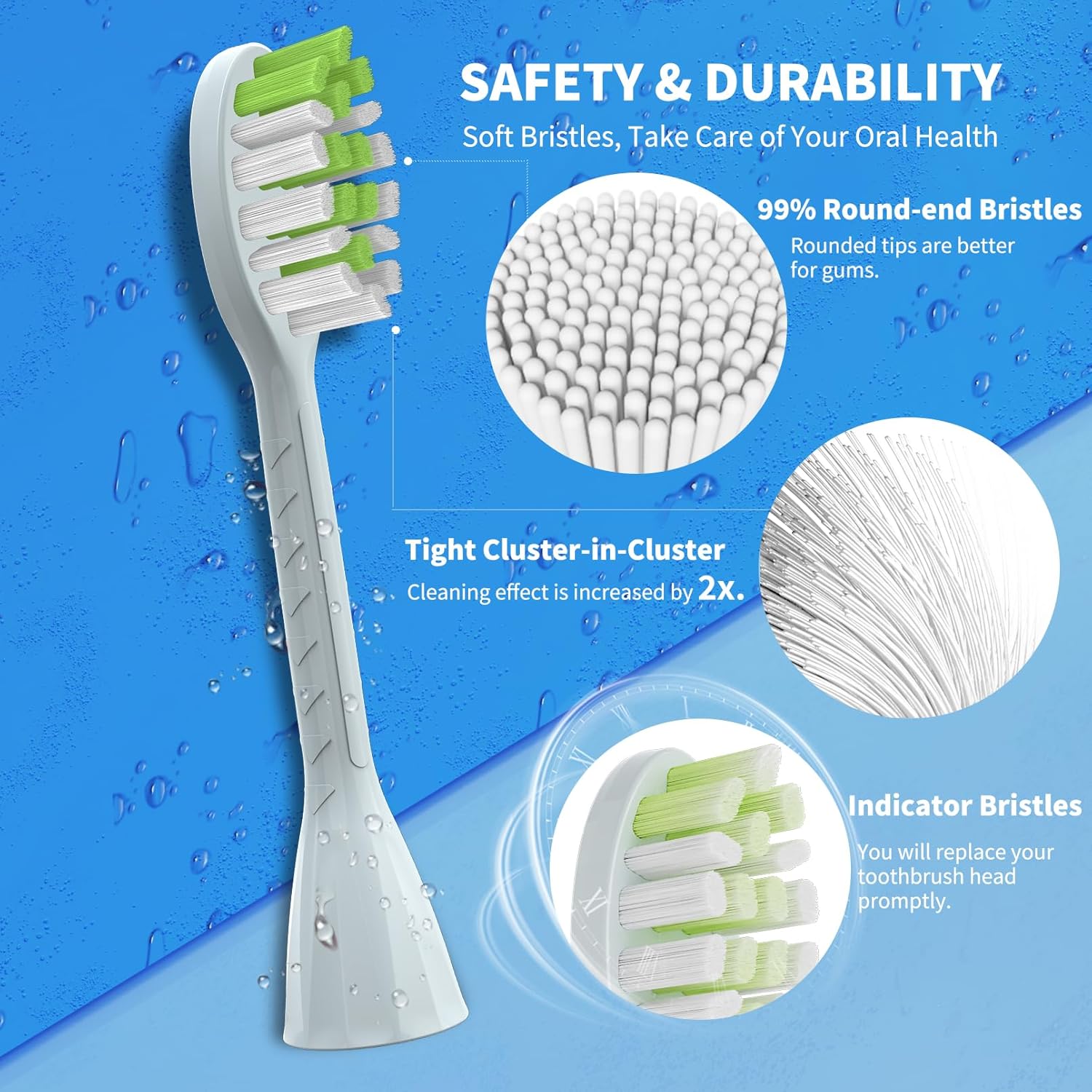 Toothbrush Replacement Heads Compatible with Philips One Series Sonicare Battery Toothbrush BH1022/03, 10 Pack Replacement Heads, Soft Bristles, Mint Light Blue