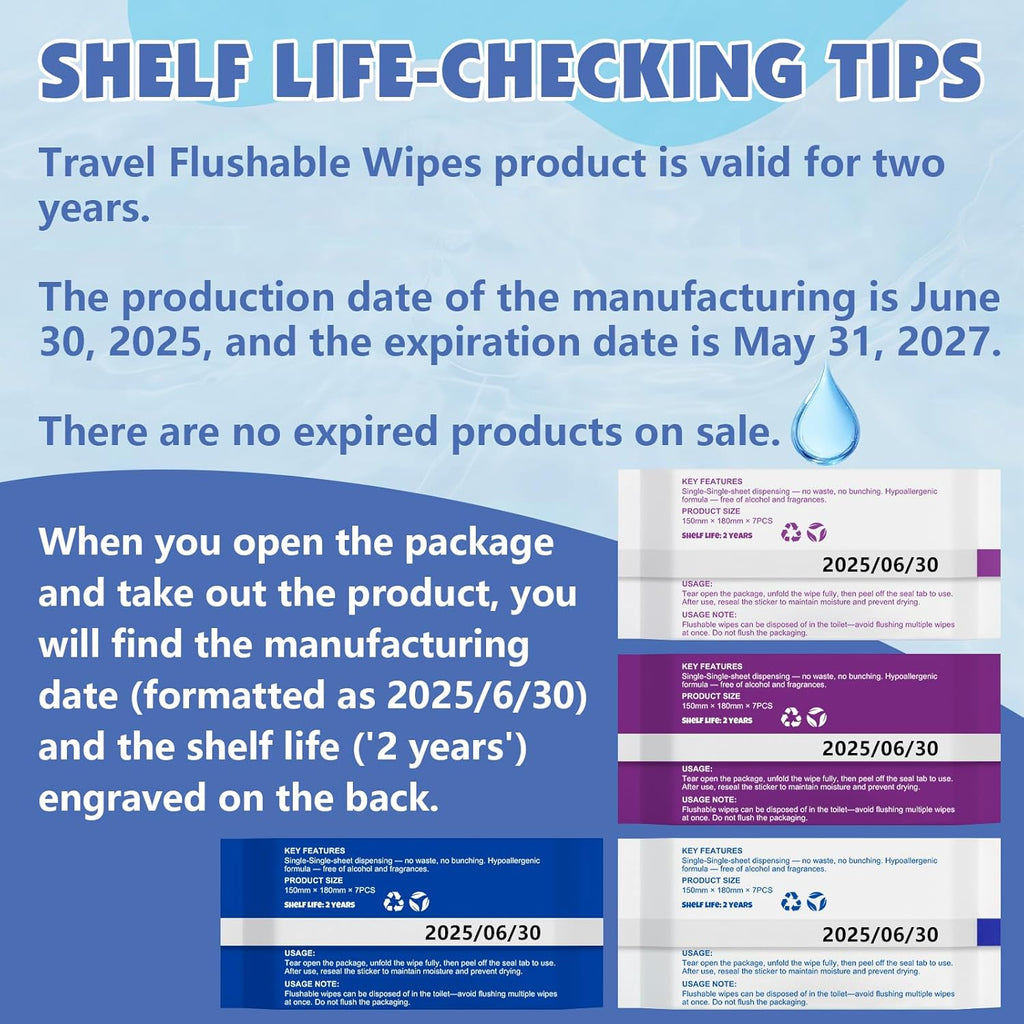 72 PackTravel Flushable Wipes with Aloe & Vitamin E,Impossibly Compact 7 Wipe Per Pack Mini Travel Adult Wet Wipe,Hypoallergenic & Fragrance-Free Skin-Friendly Flushable Wet Wipe (504 Total Wipes)
