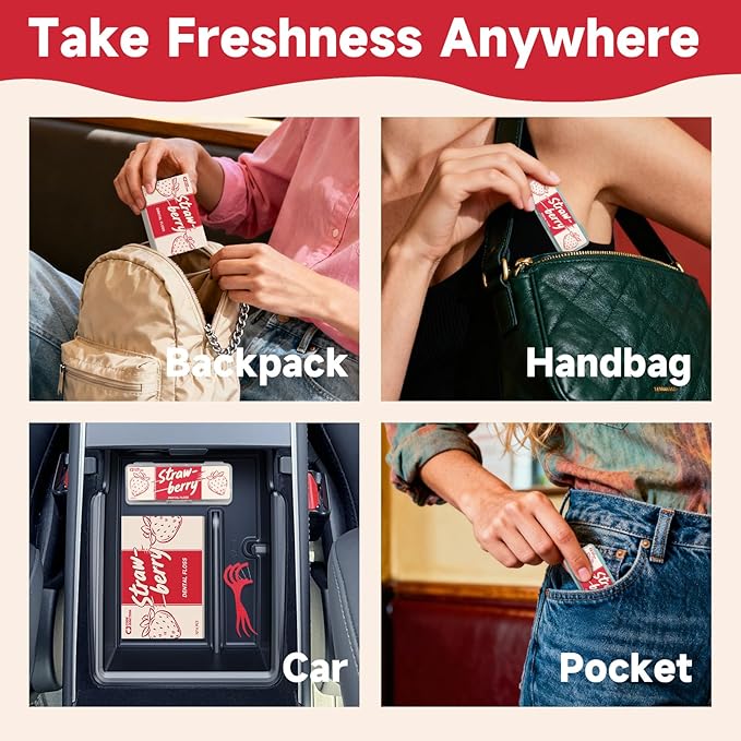 Travel Floss Picks, Strawberry Flavor, Dental Floss for Adults, 120 Count (3 x 40 Packs)