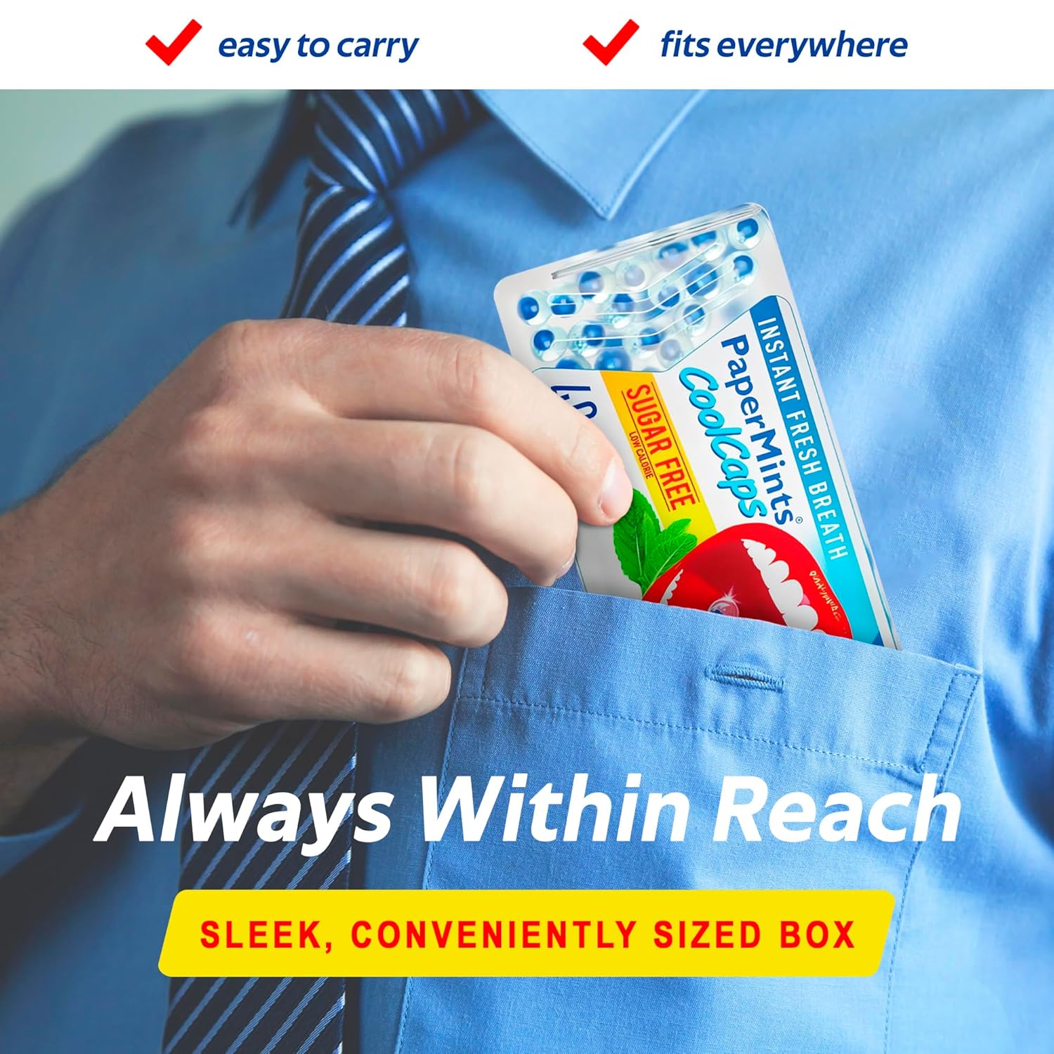 PaperMints CoolCaps - Instant Fresh Breath Mints Sugar-Free Variety 4 Pack - 160 capsules. Chronic Bad Breath Treatment for Adults, Peppermint Mouth Freshener Mint Pearls Halitosis Dry Mouth Products